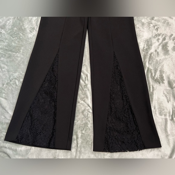 Black Wide Leg Pants with Lace inserts - Picture 5 of 6